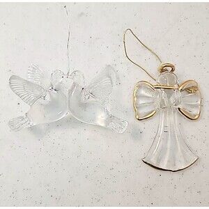 Handblown Glass Love Bird Princess House Angel Clear Christmas Ornament